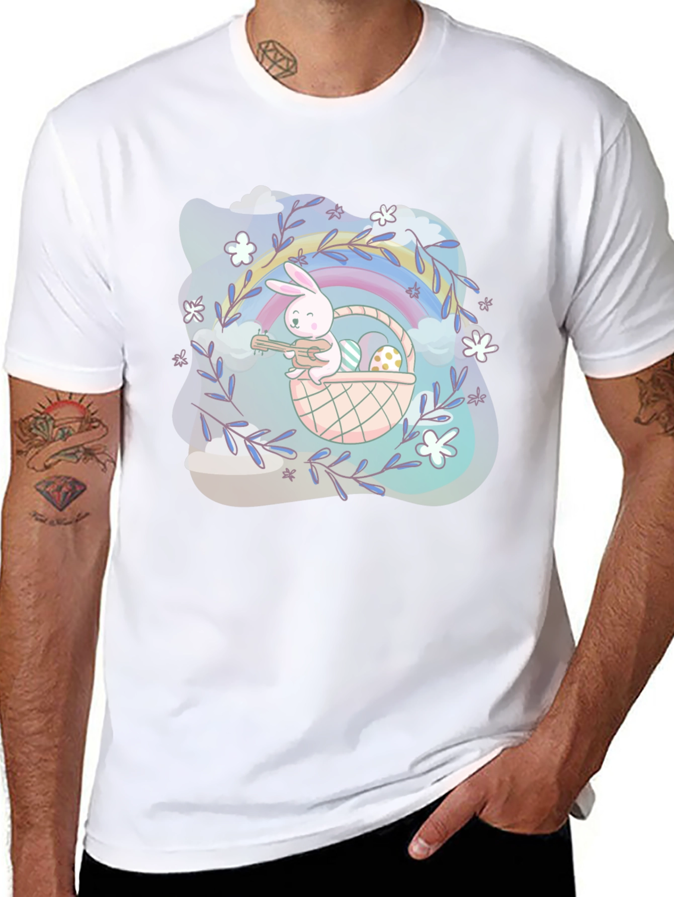Easter Bunny Rainbow Basket T-Shirt