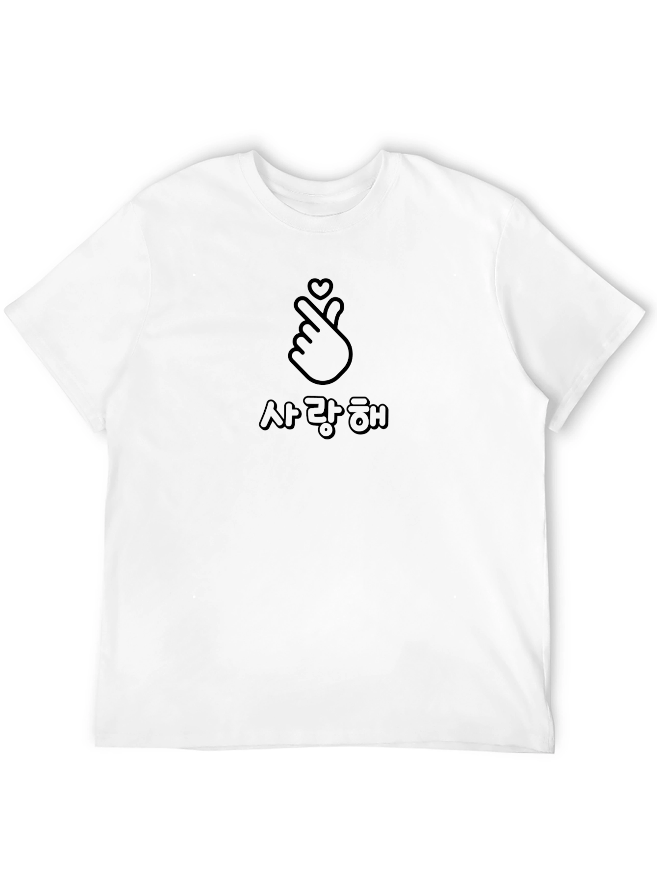 Black Saranghae Heart Sign T-Shirt