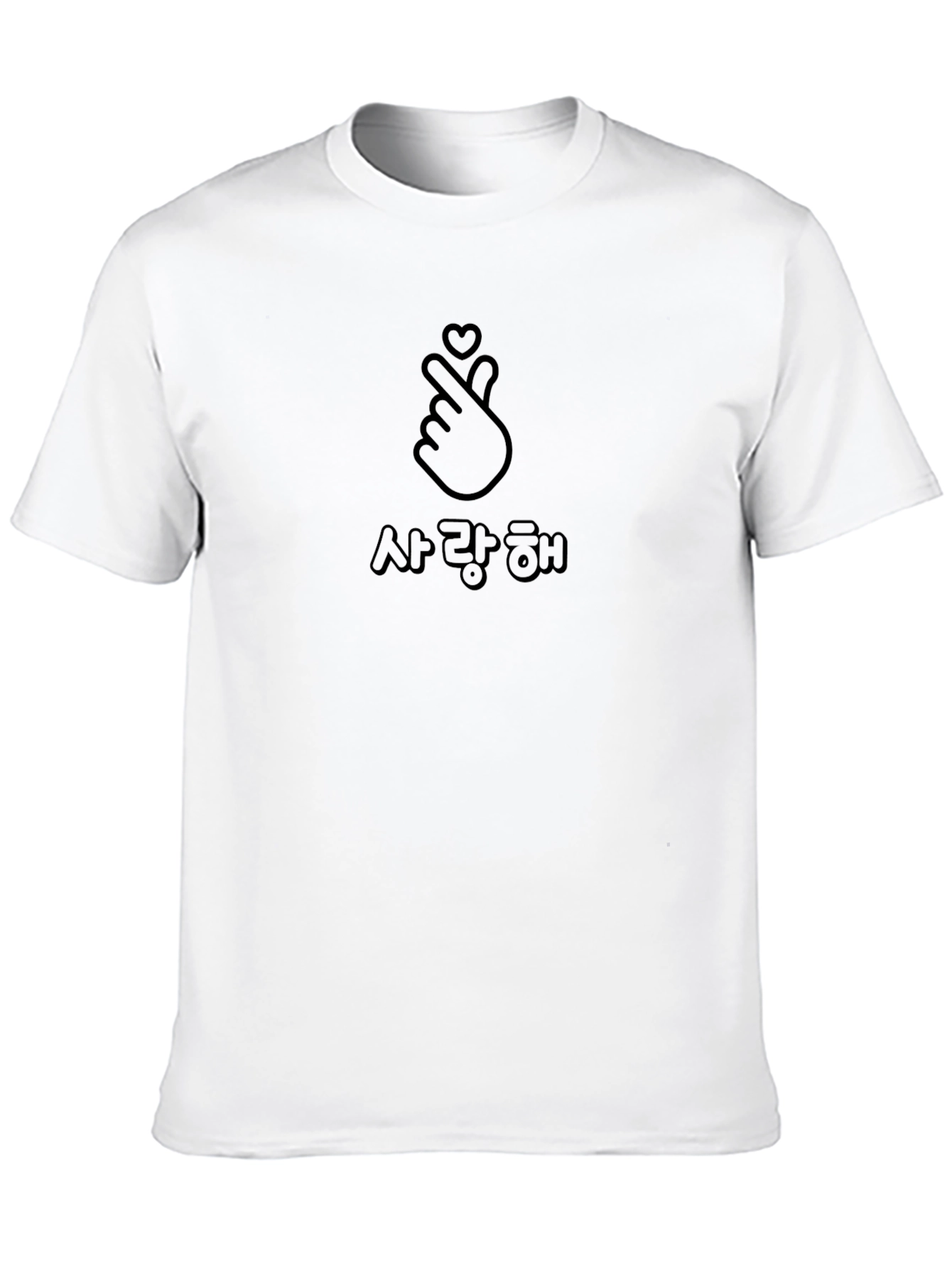 Black Saranghae Heart Sign T-Shirt