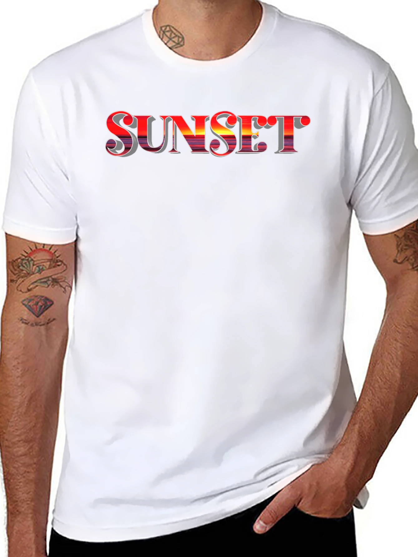 Sunset Graphic Tee - Stylish Black Cotton T-Shirt