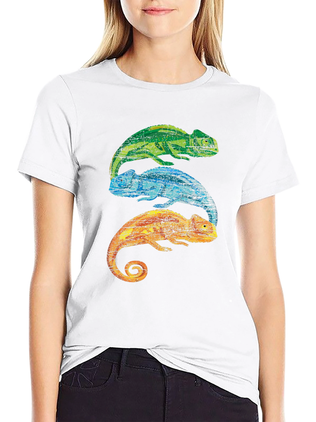 Chameleon Stack Graphic Tee - Cool Lizard Shirt