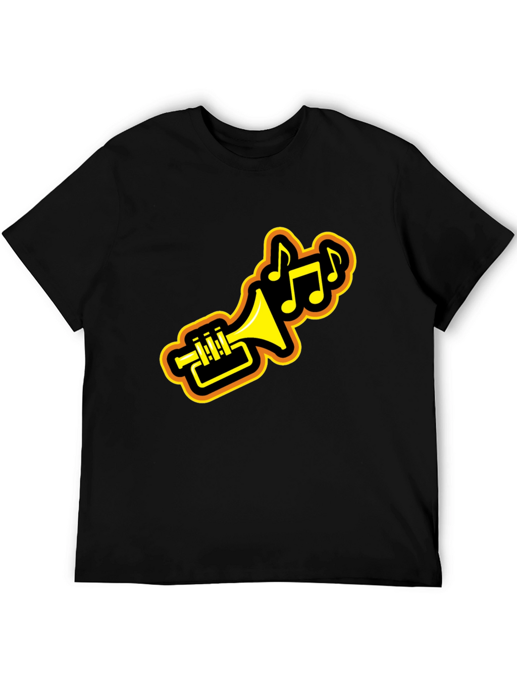 Trumpet Music Notes Black Graphic Tee