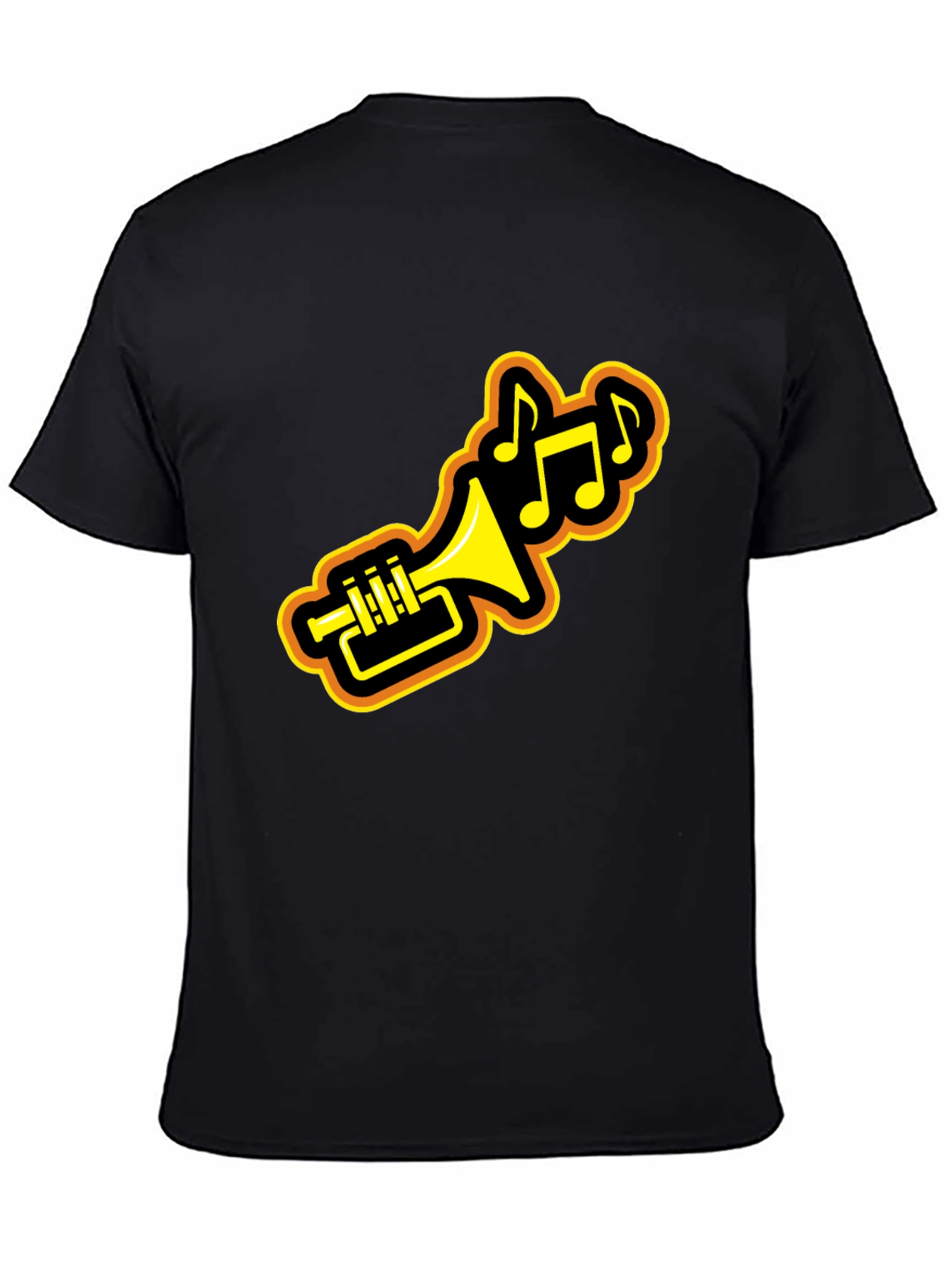 Trumpet Music Notes Black Graphic Tee