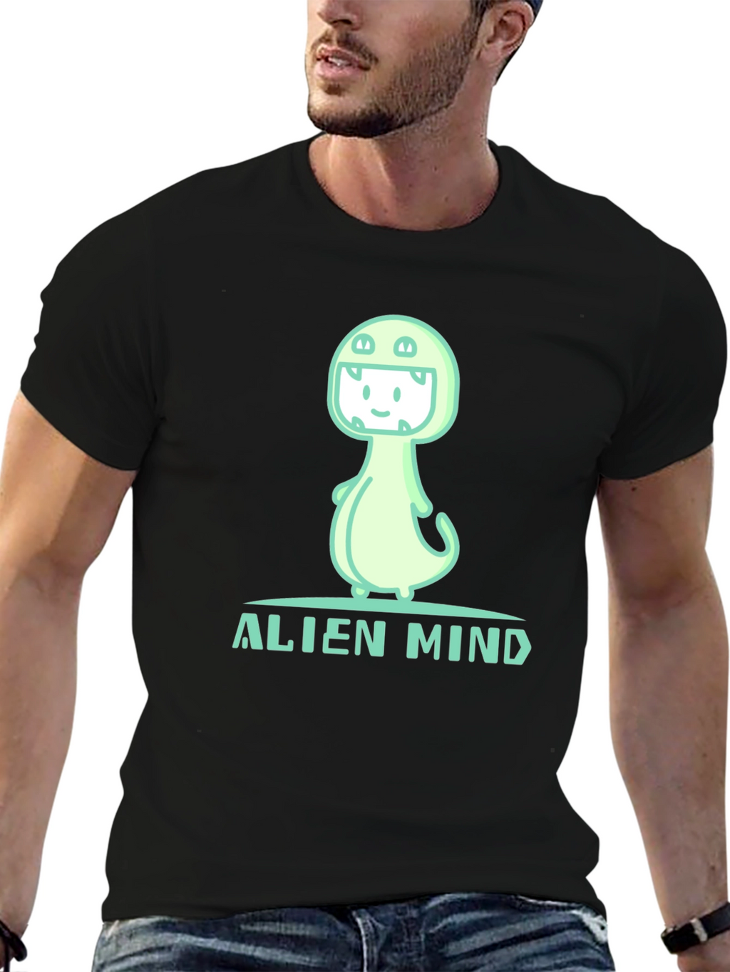 Alien Mind Graphic Tee - Comfy Black T-Shirt