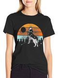 Wolf Howling at Moon T-Shirt - Retro Design