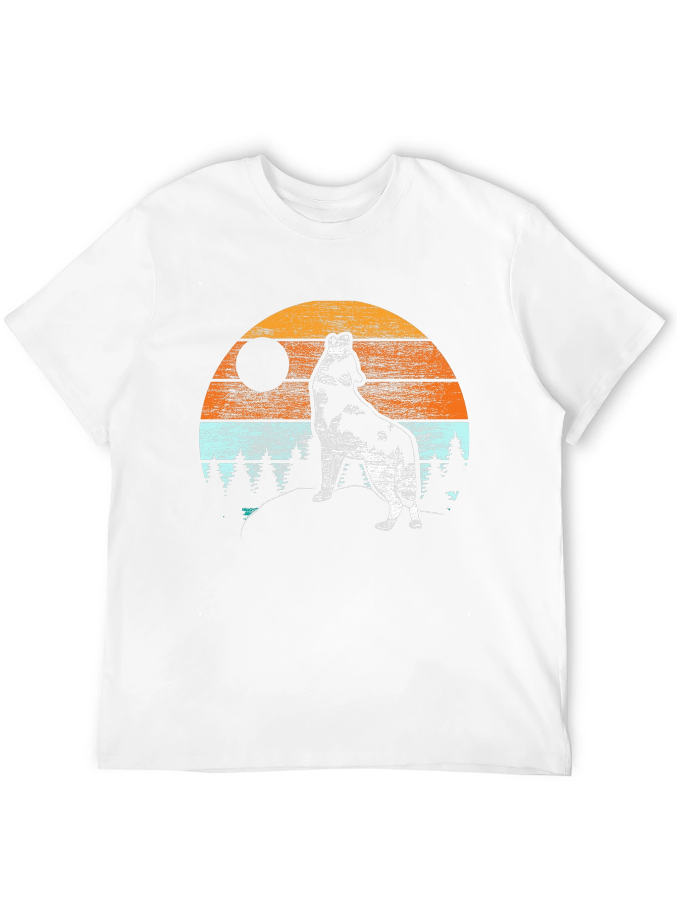 Wolf Howling at Moon T-Shirt - Retro Design