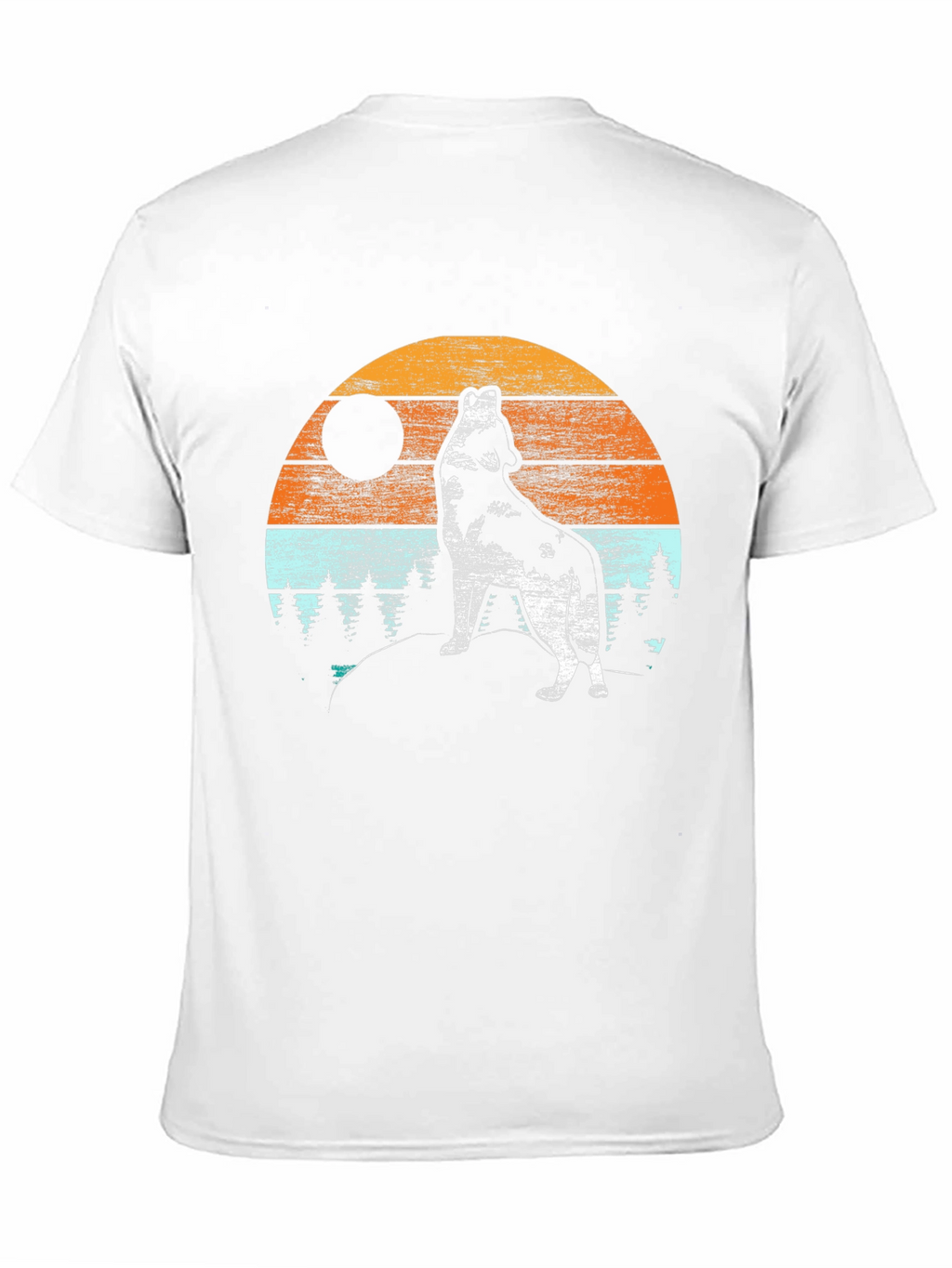 Wolf Howling at Moon T-Shirt - Retro Design