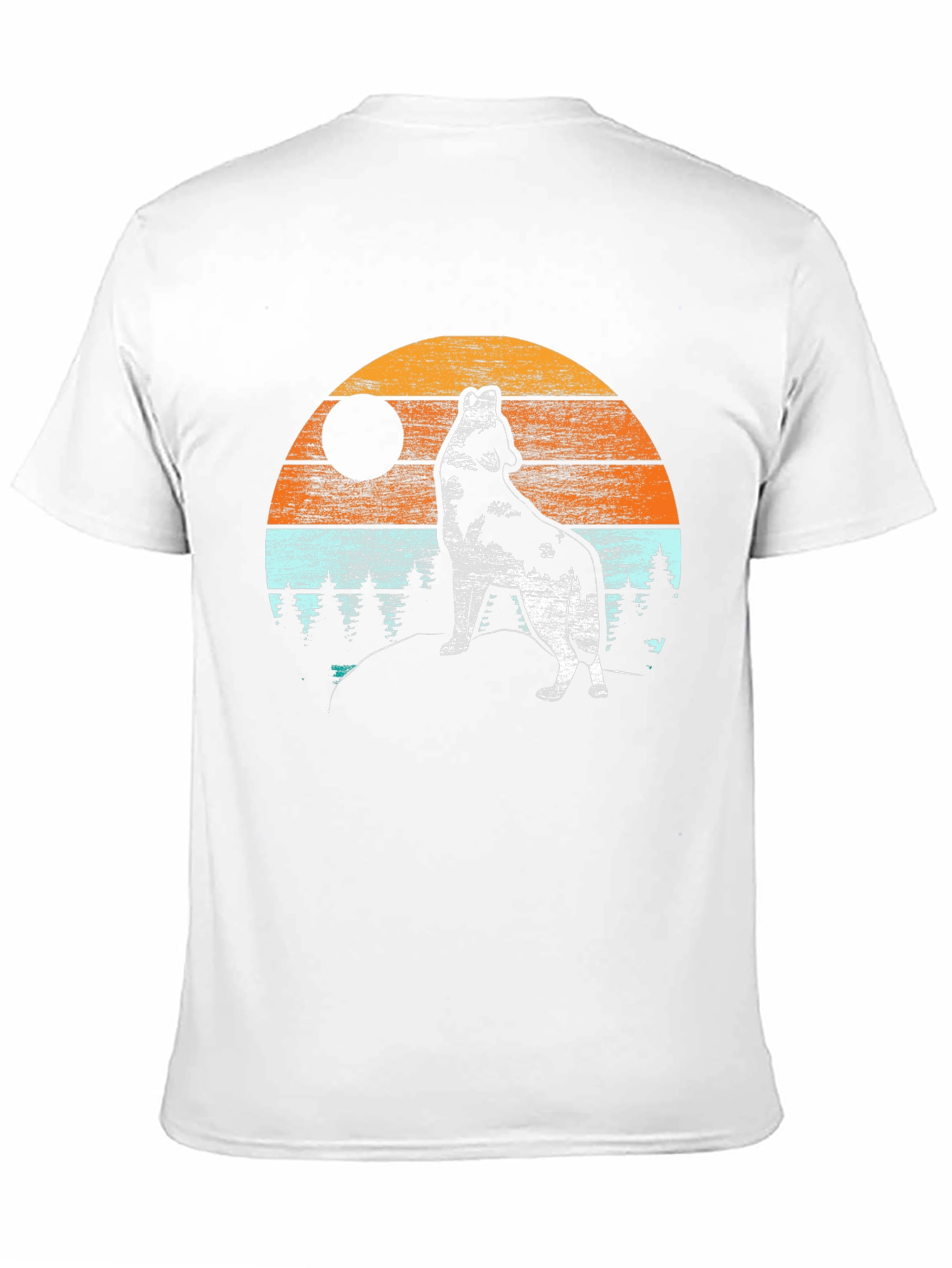Wolf Howling at Moon T-Shirt - Retro Design