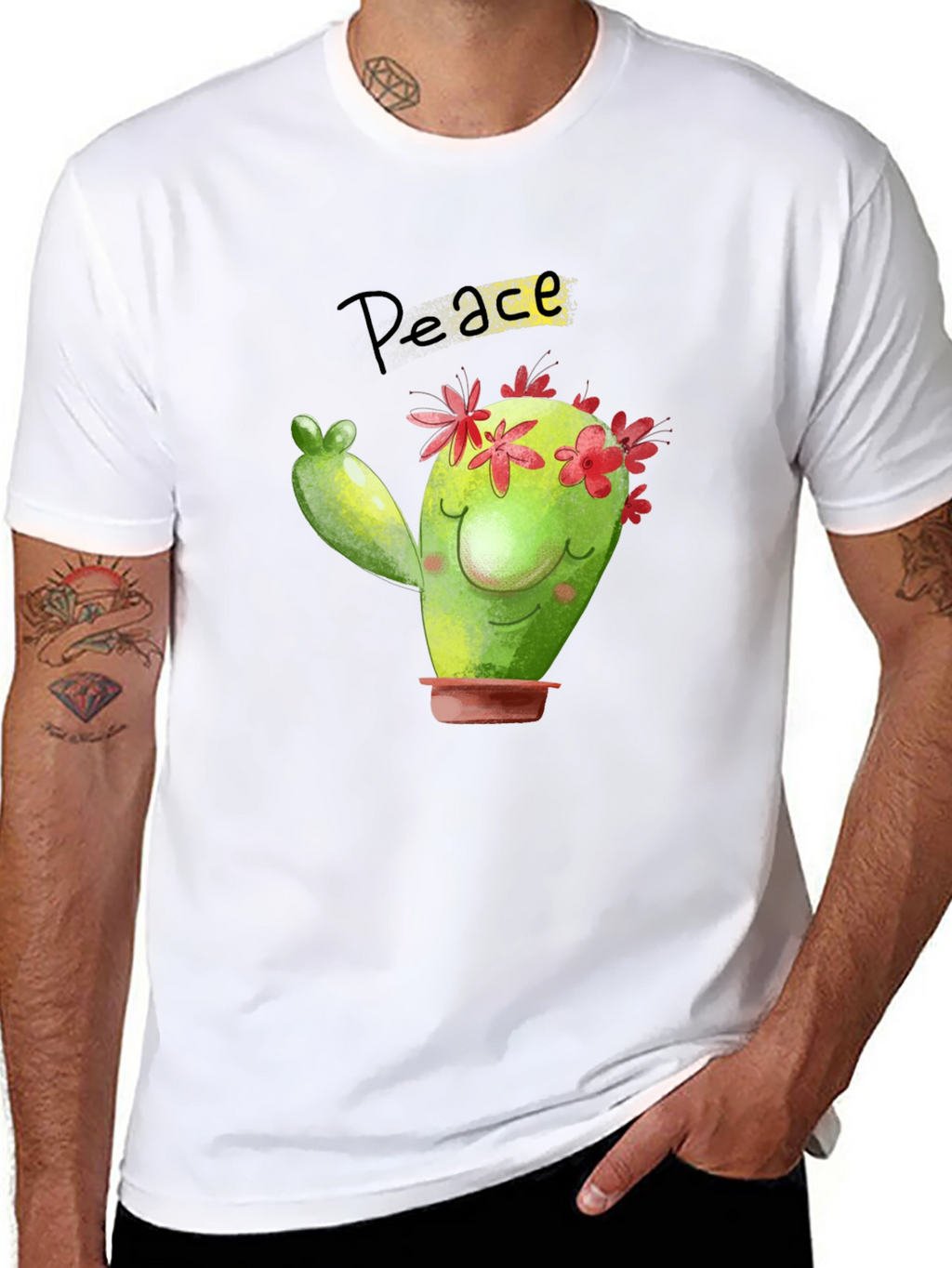 Peace Cactus Black T-Shirt