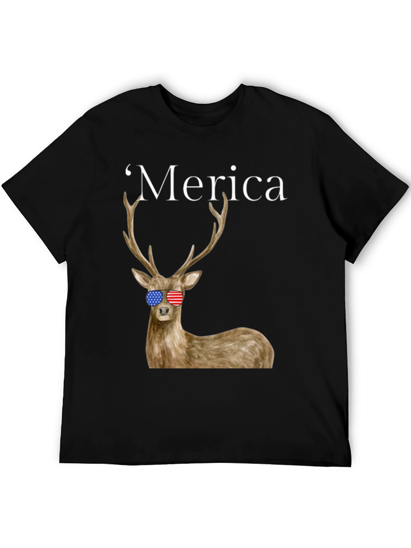 Merica Deer Graphic Tee - Patriotic Style