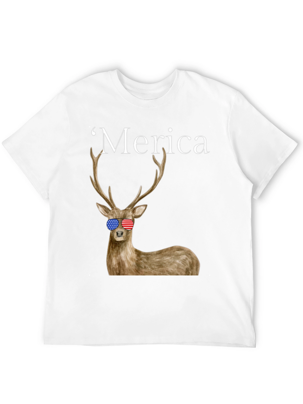 Merica Deer Graphic Tee - Patriotic Style