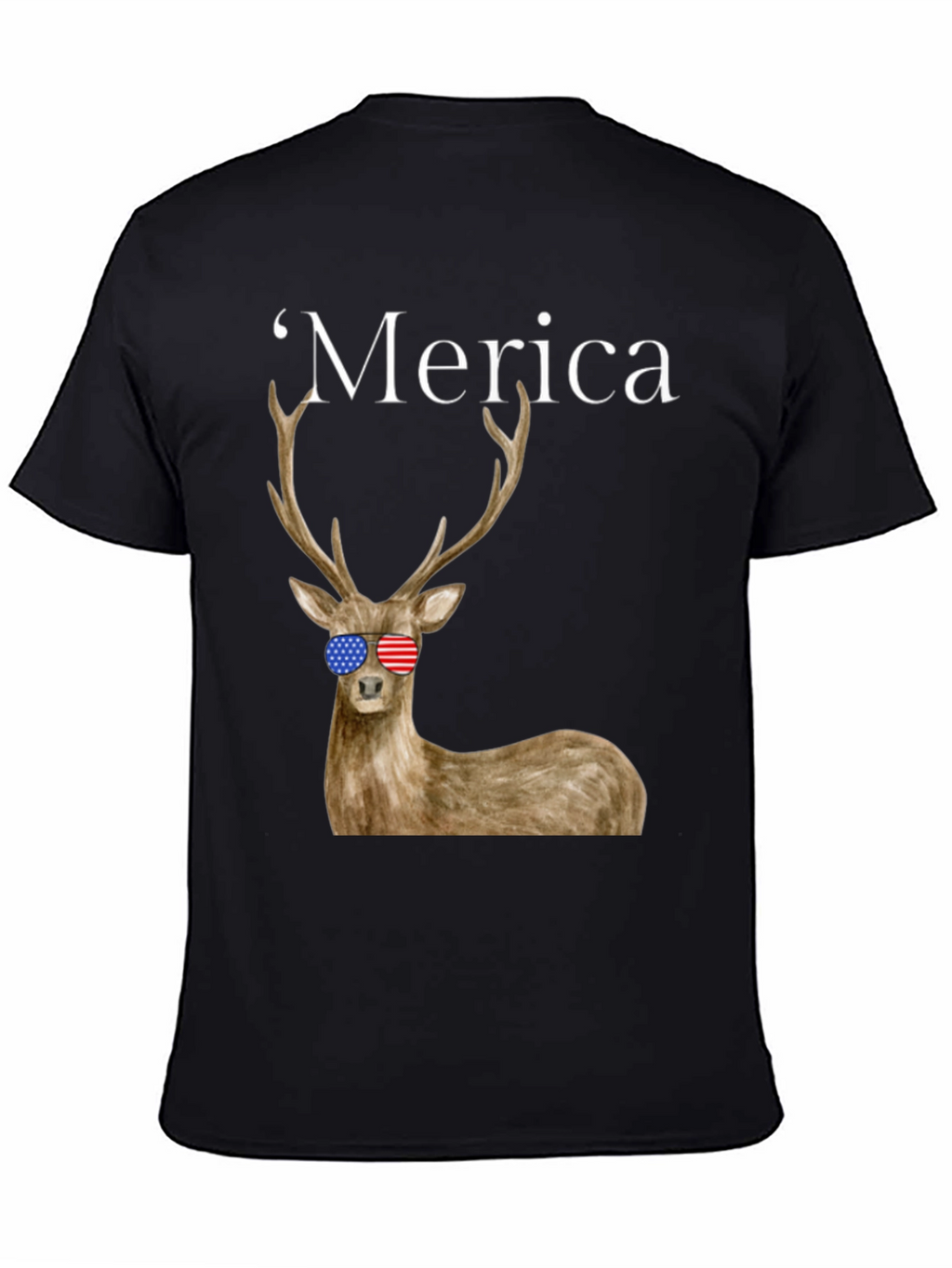 Merica Deer Graphic Tee - Patriotic Style