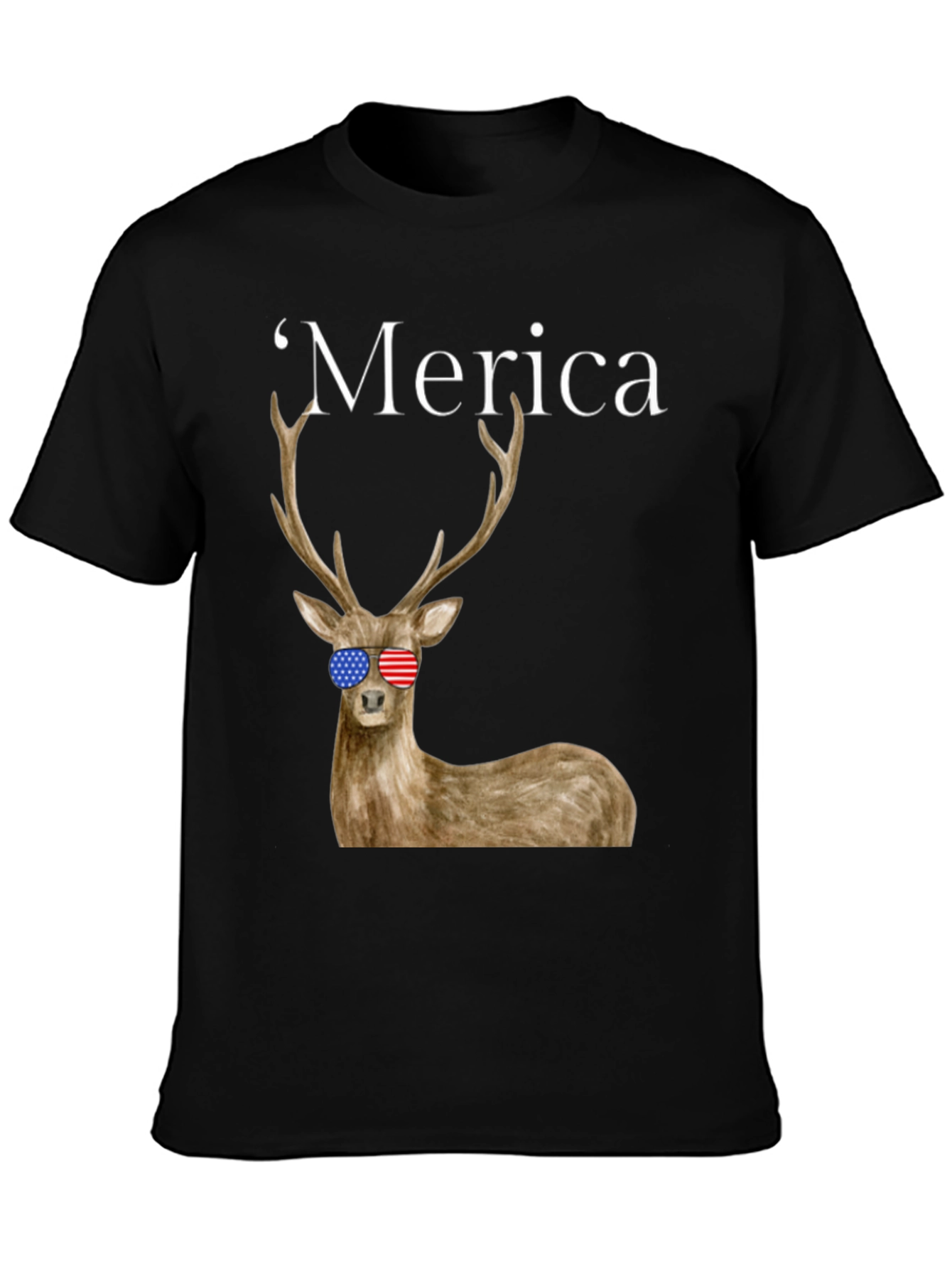 Merica Deer Graphic Tee - Patriotic Style