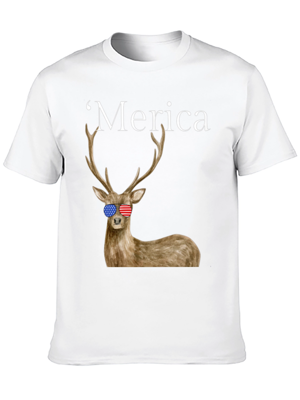 Merica Deer Graphic Tee - Patriotic Style