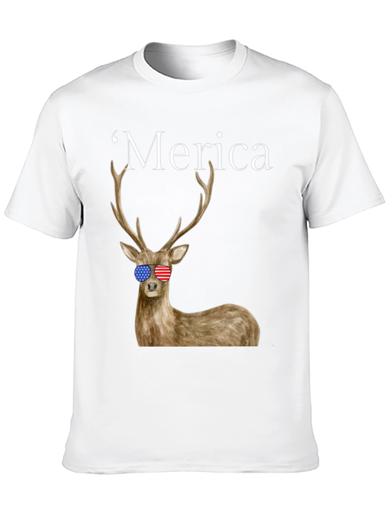 Merica Deer Graphic Tee - Patriotic Style