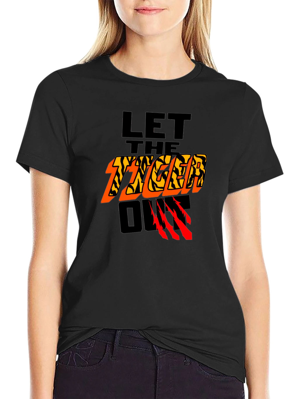 Let The Tiger Out Graphic T-Shirt - Black