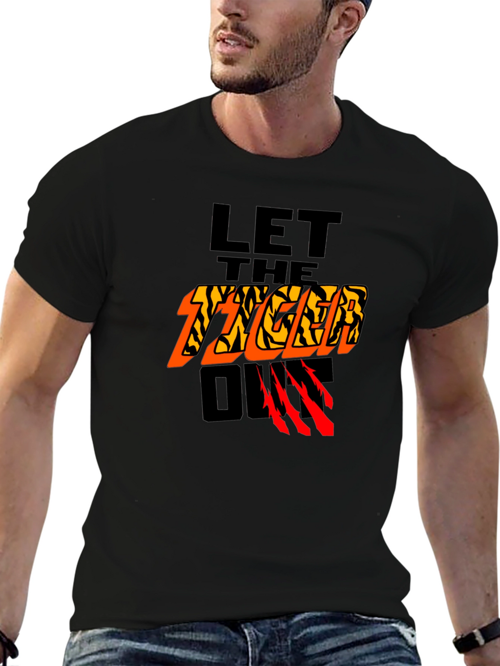 Let The Tiger Out Graphic T-Shirt - Black