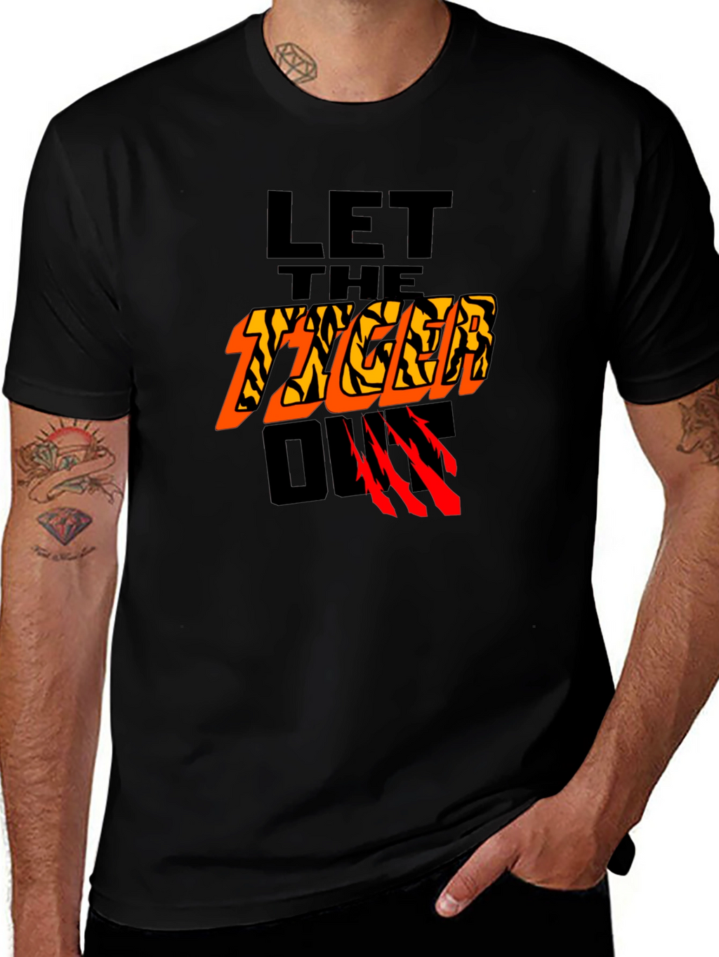 Let The Tiger Out Graphic T-Shirt - Black