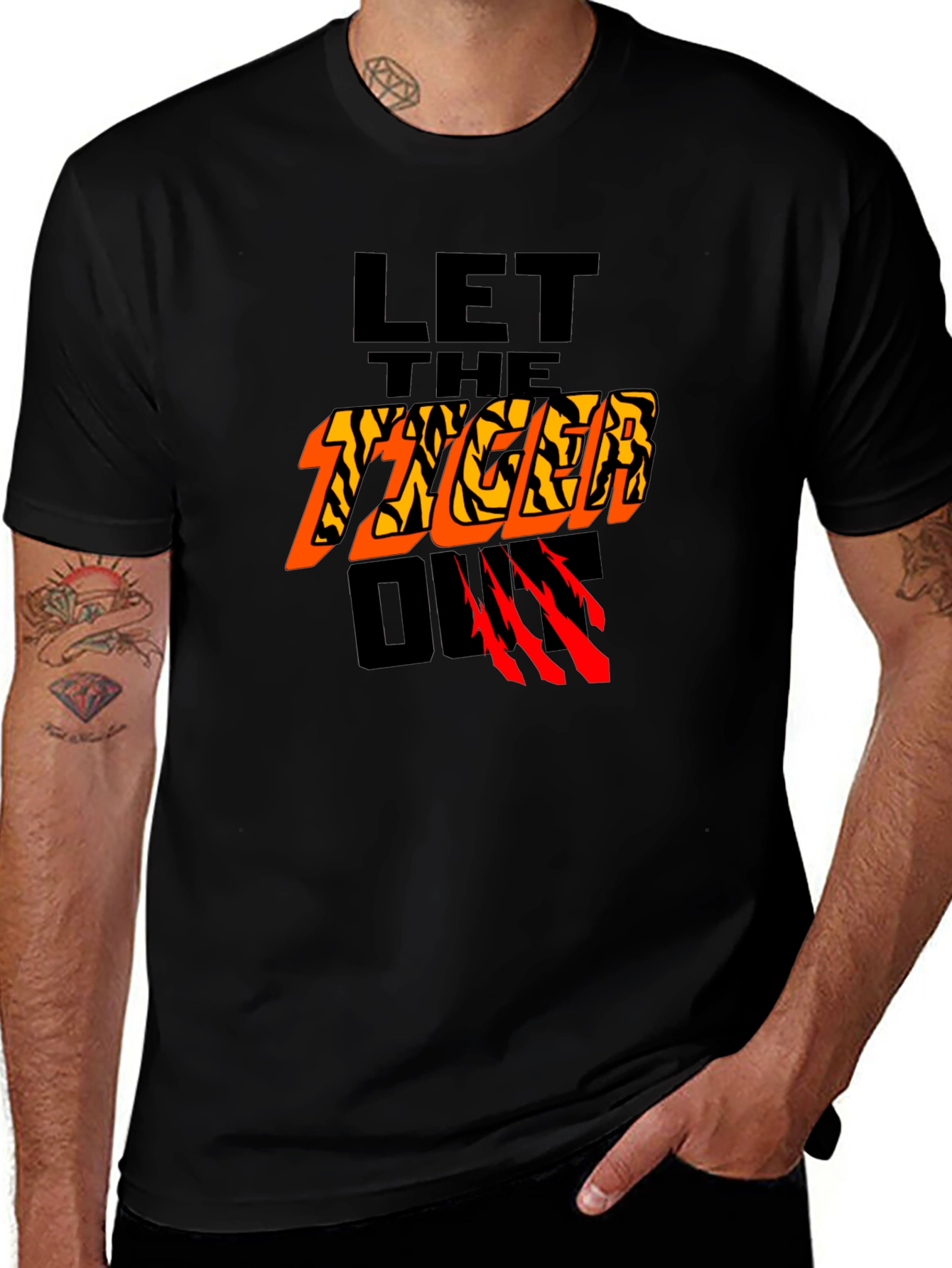 Let The Tiger Out Graphic T-Shirt - Black