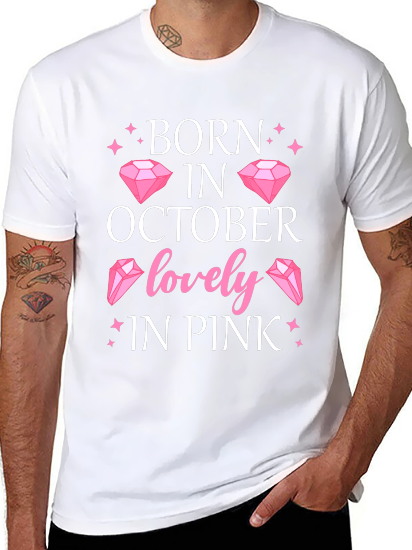 Born in October Lovely in Pink T-Shirt