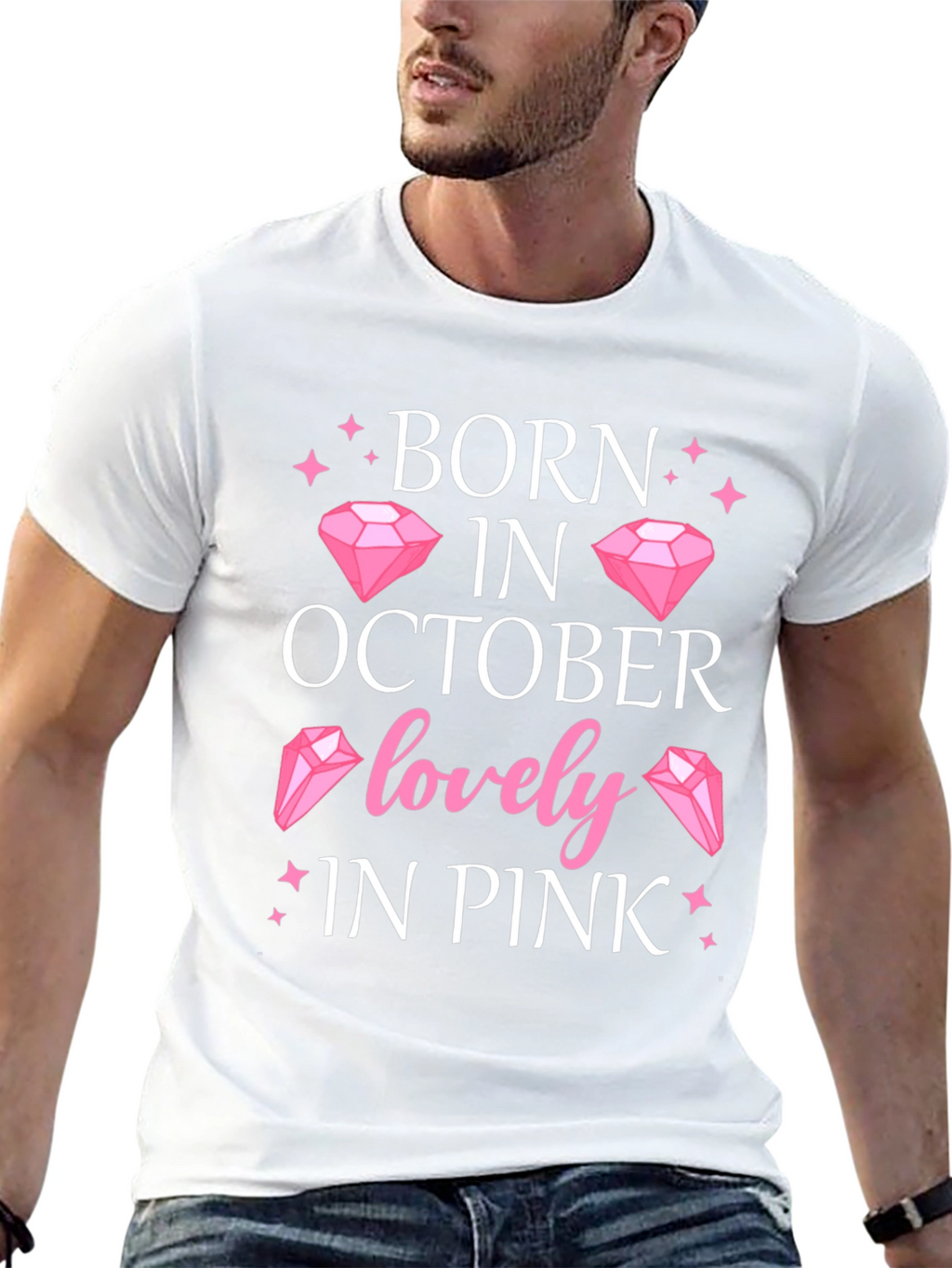 Born in October Lovely in Pink T-Shirt