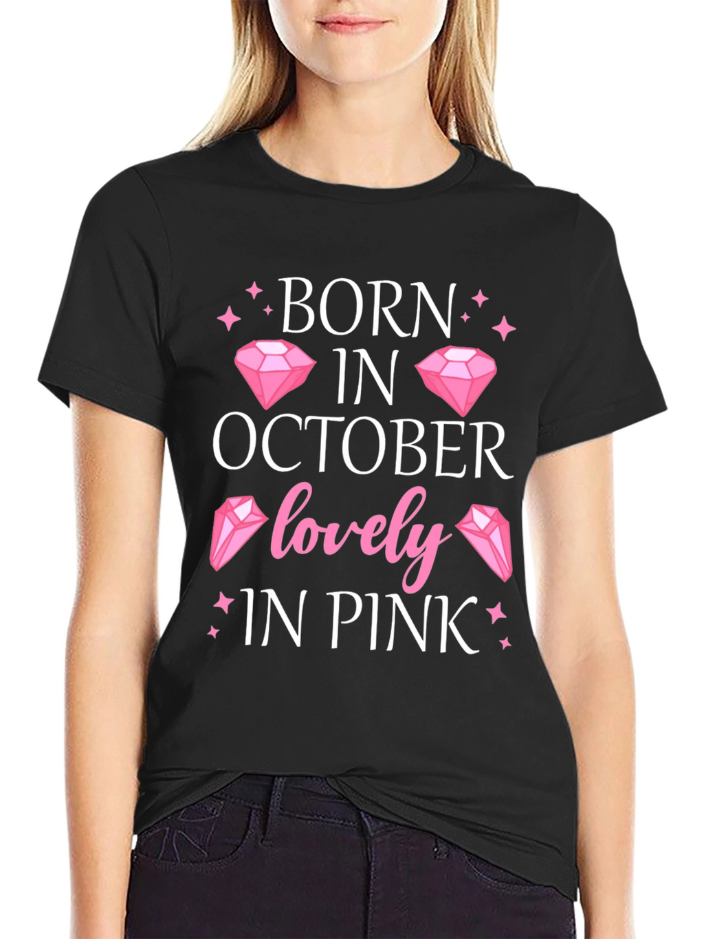 Born in October Lovely in Pink T-Shirt