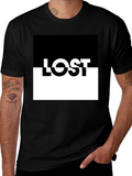 LOST Graphic Tee: Black & White Split Design