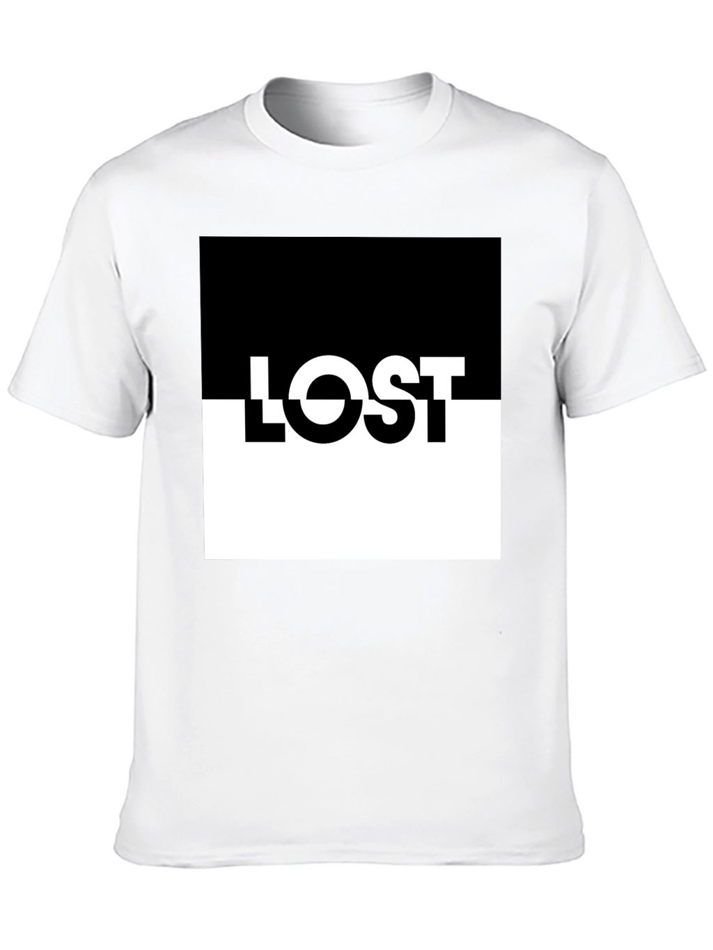 LOST Graphic Tee: Black & White Split Design