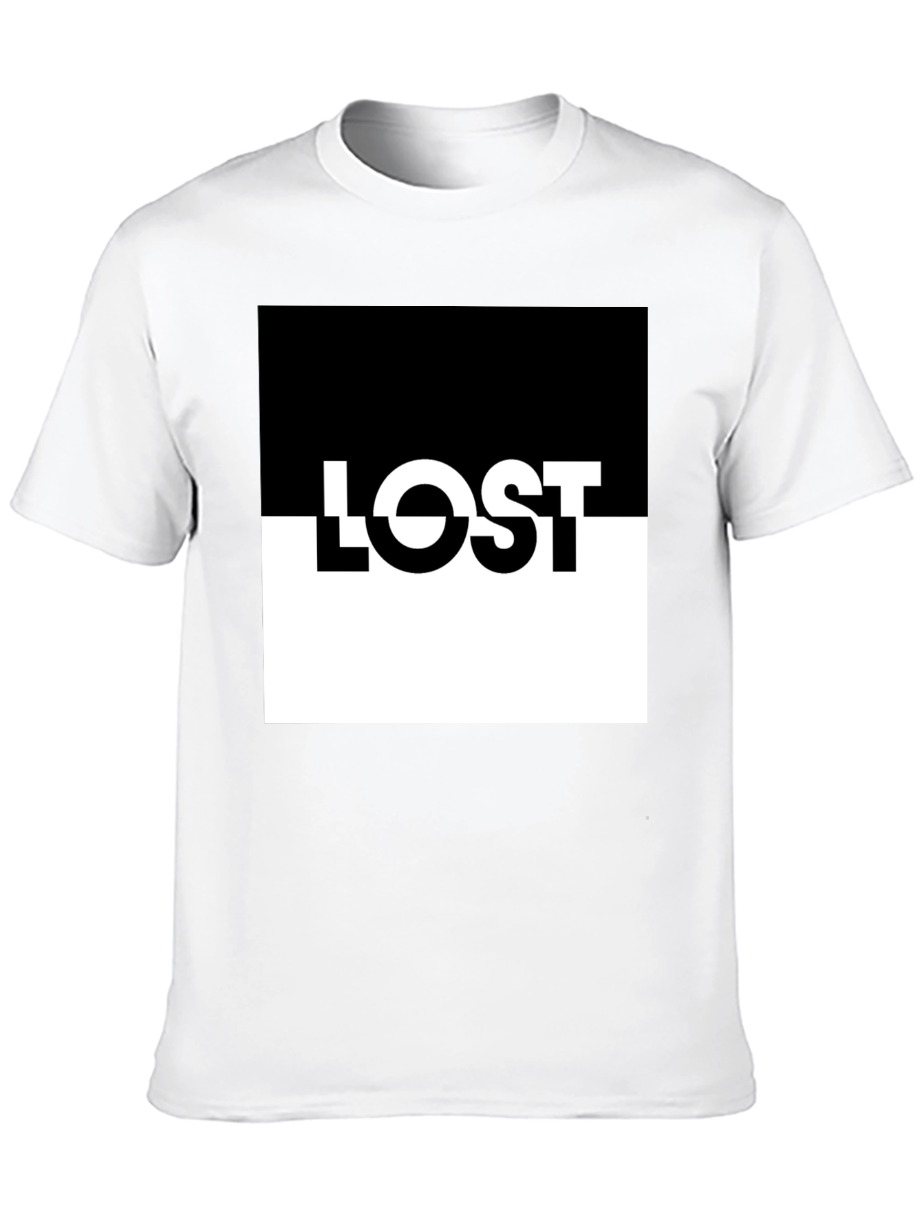 LOST Graphic Tee: Black & White Split Design
