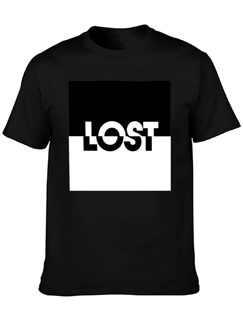LOST Graphic Tee: Black & White Split Design