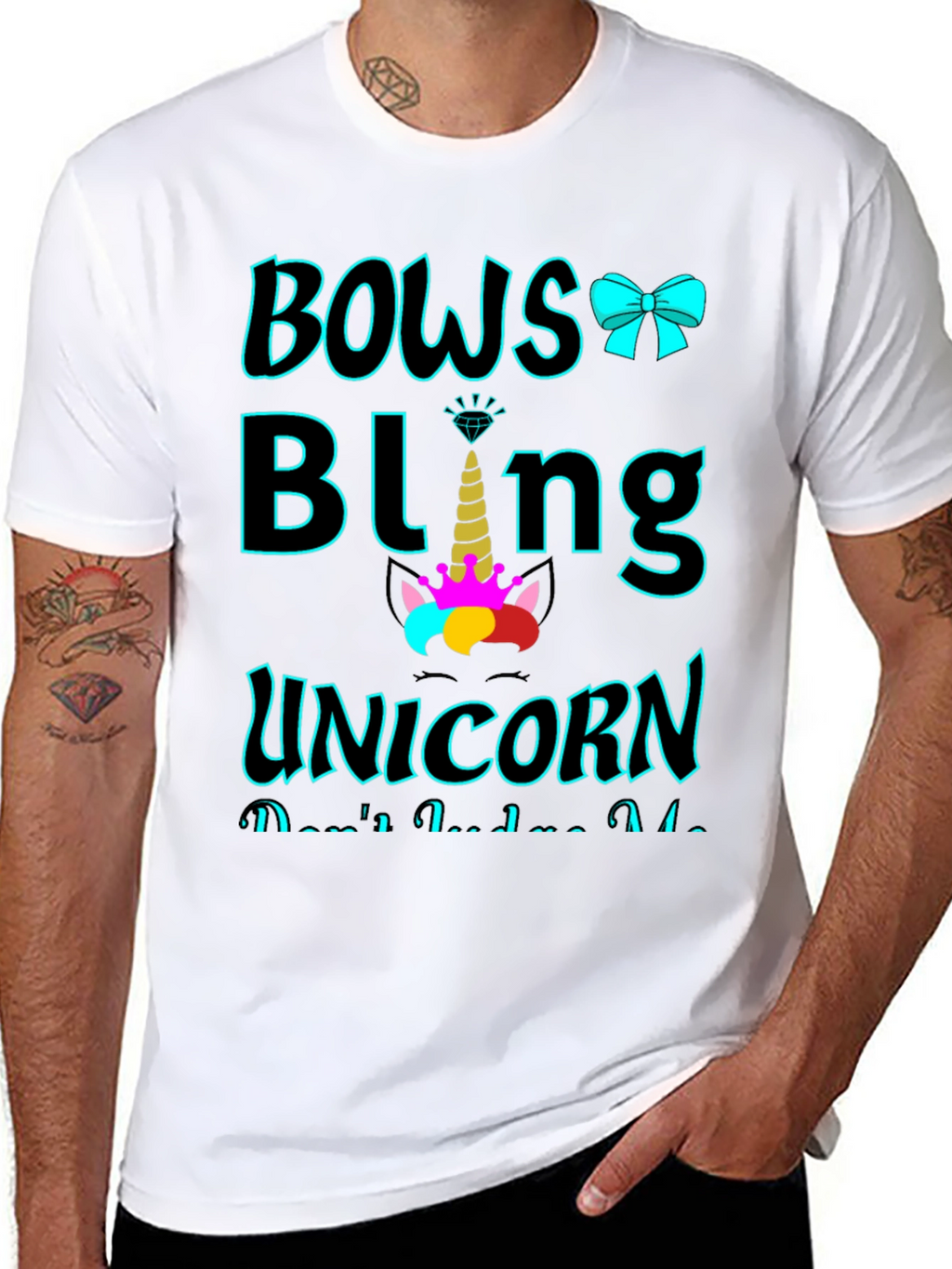 Bows Bling Unicorn Graphic Tee