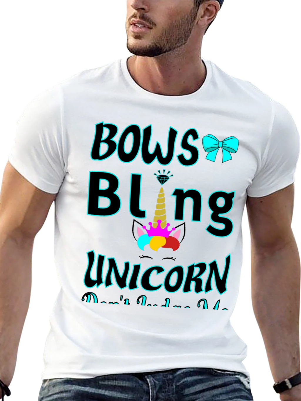 Bows Bling Unicorn Graphic Tee