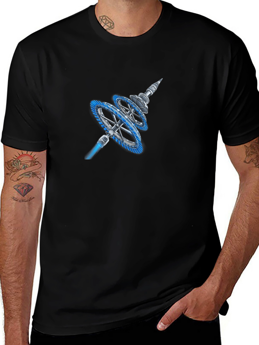 Sci-Fi Space Station Graphic T-Shirt