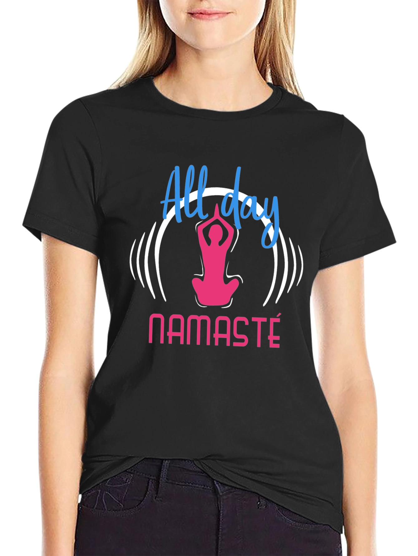 All Day Namaste Black T-Shirt