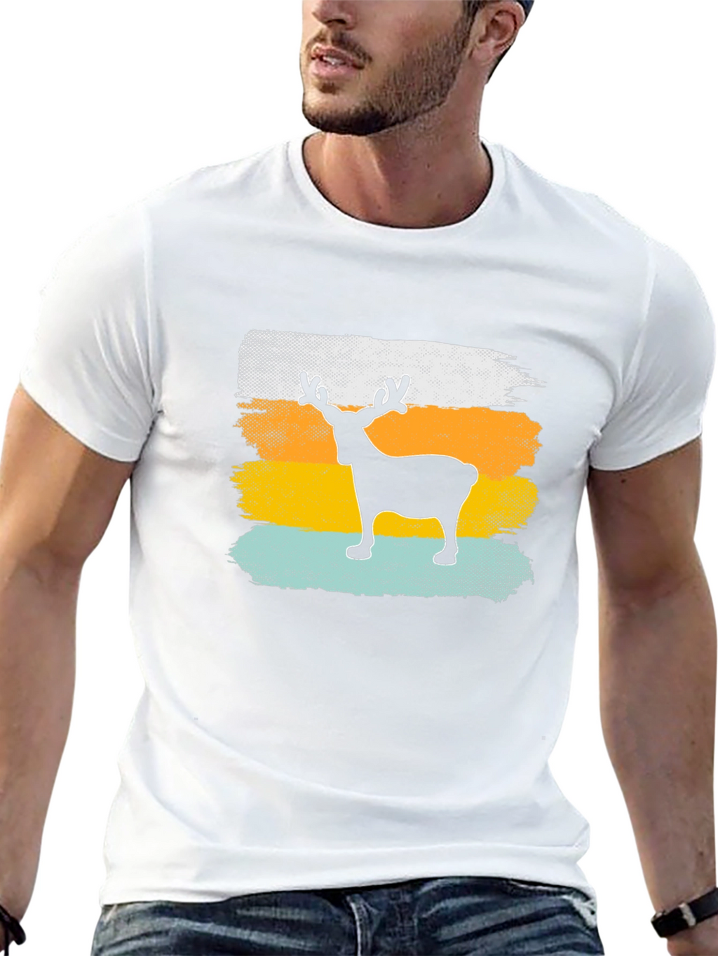Retro Reindeer Graphic Tee - Mens Black T-Shirt