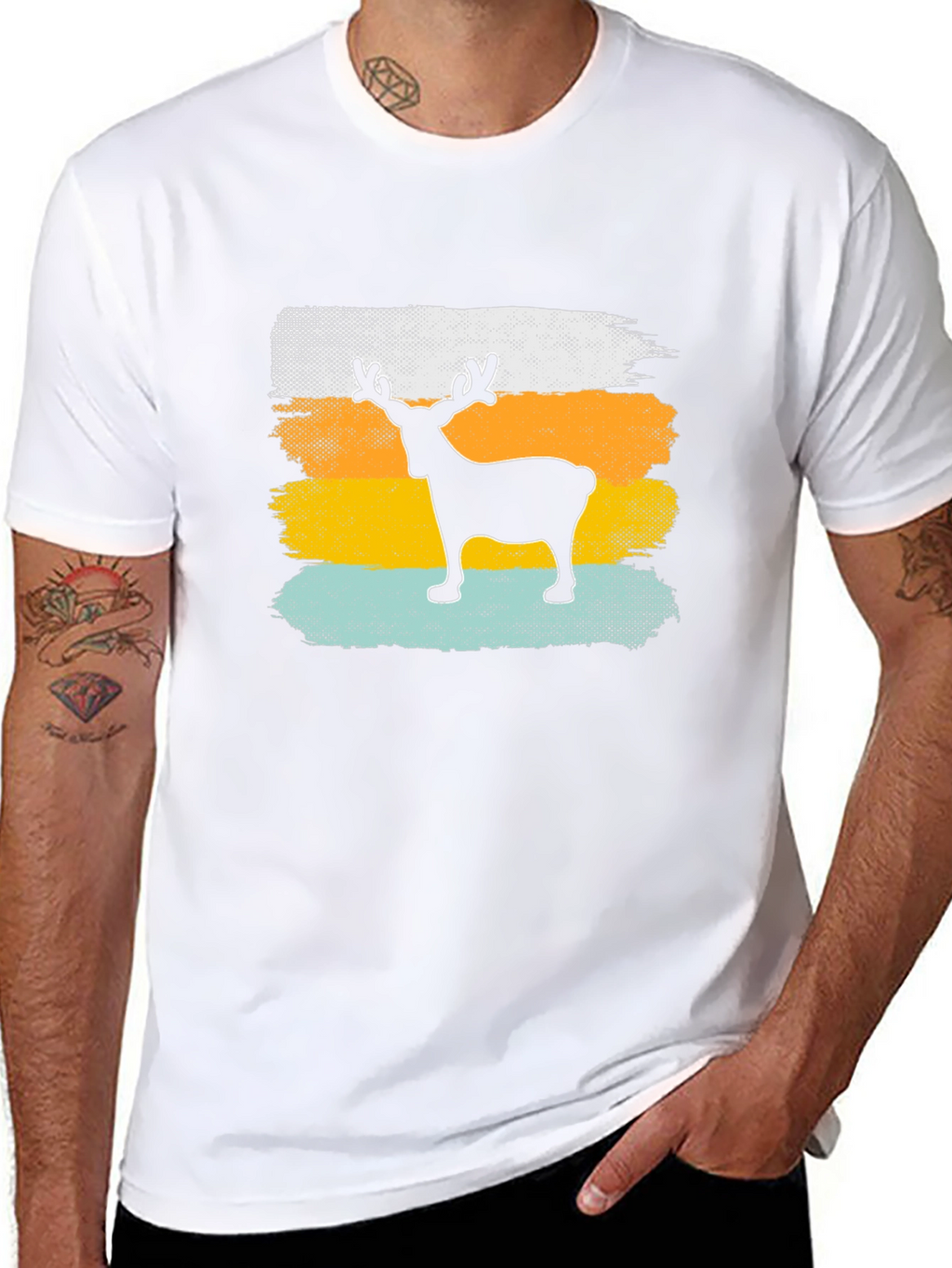 Retro Reindeer Graphic Tee - Mens Black T-Shirt