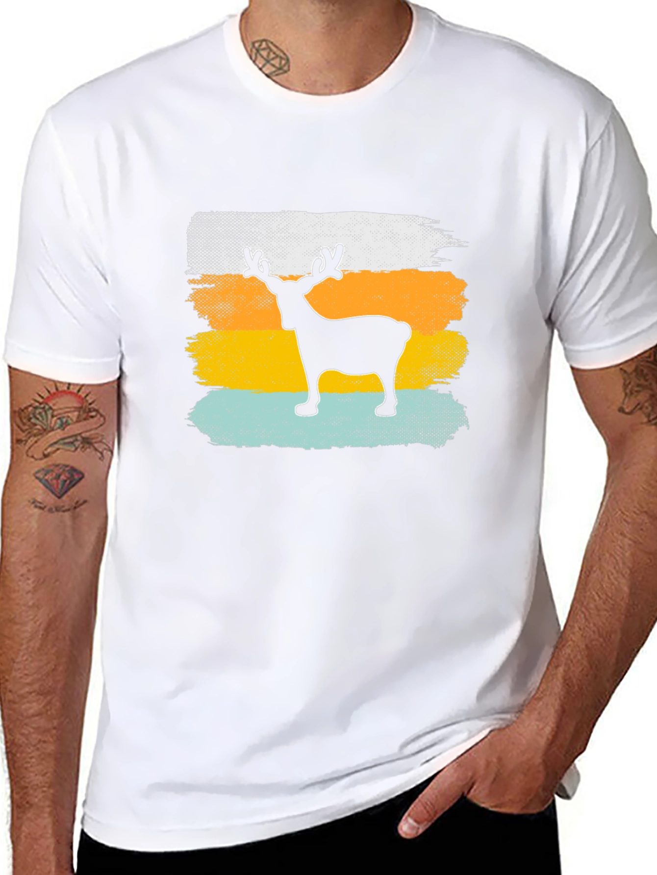 Retro Reindeer Graphic Tee - Mens Black T-Shirt