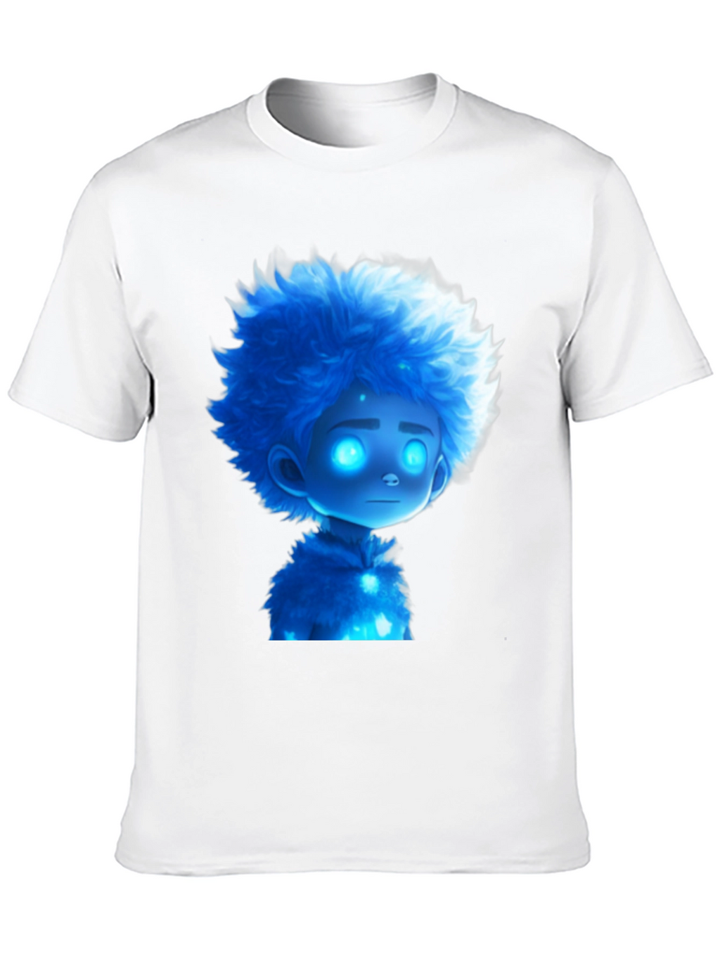 Blue Cartoon Character Black T-Shirt