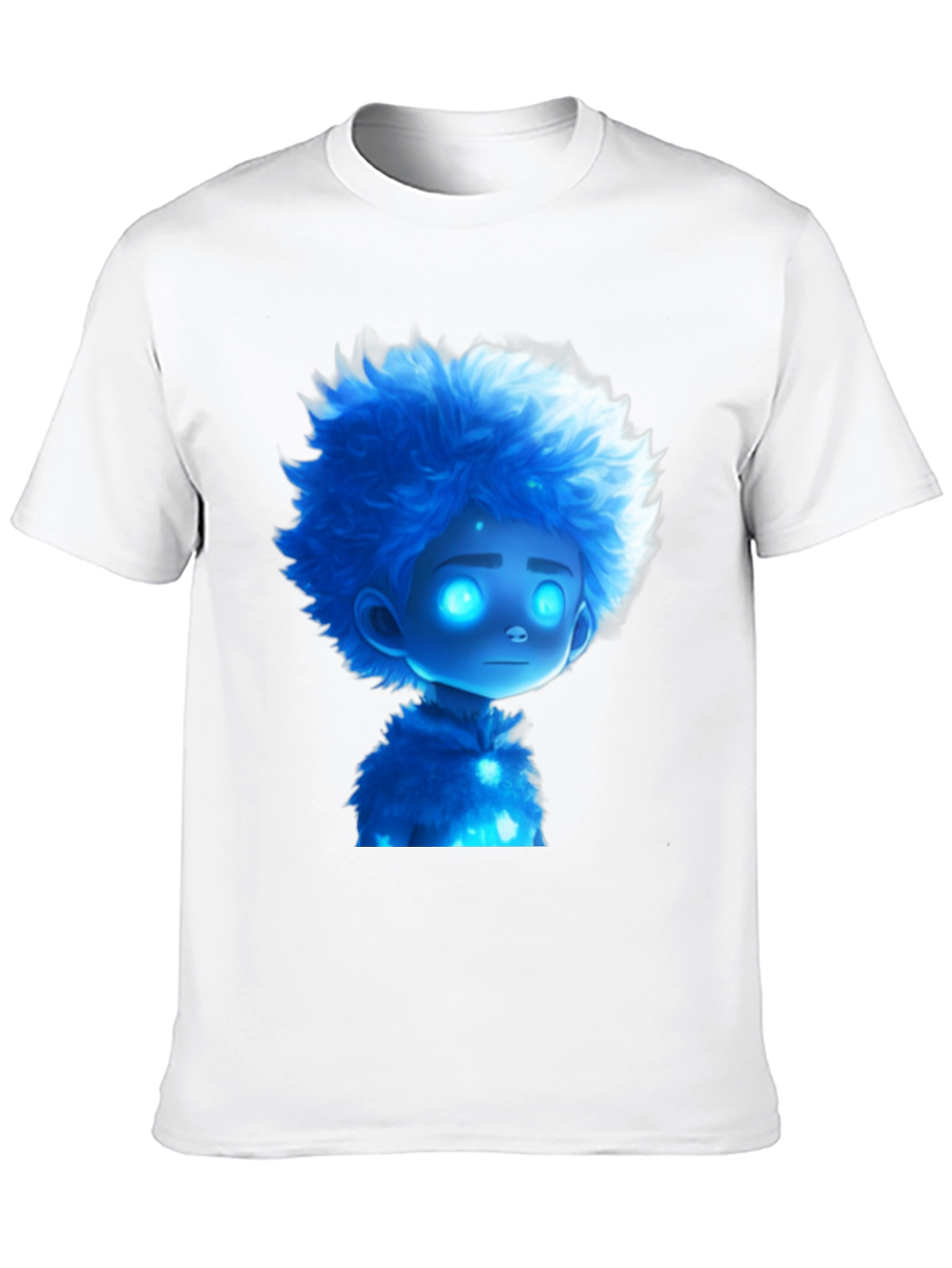 Blue Cartoon Character Black T-Shirt