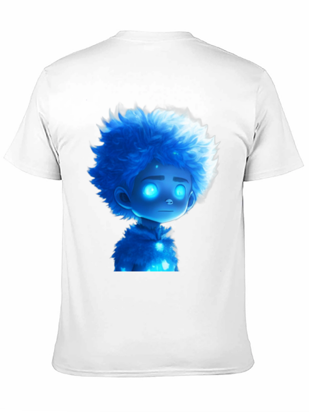 Blue Cartoon Character Black T-Shirt