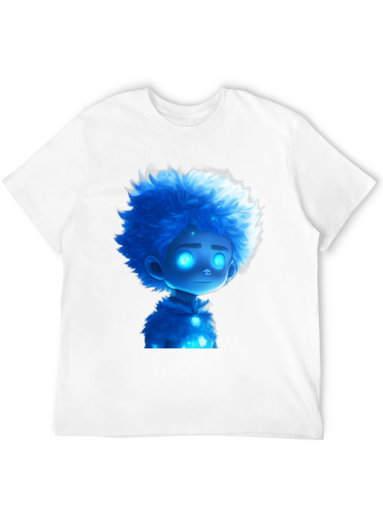 Blue Cartoon Character Black T-Shirt