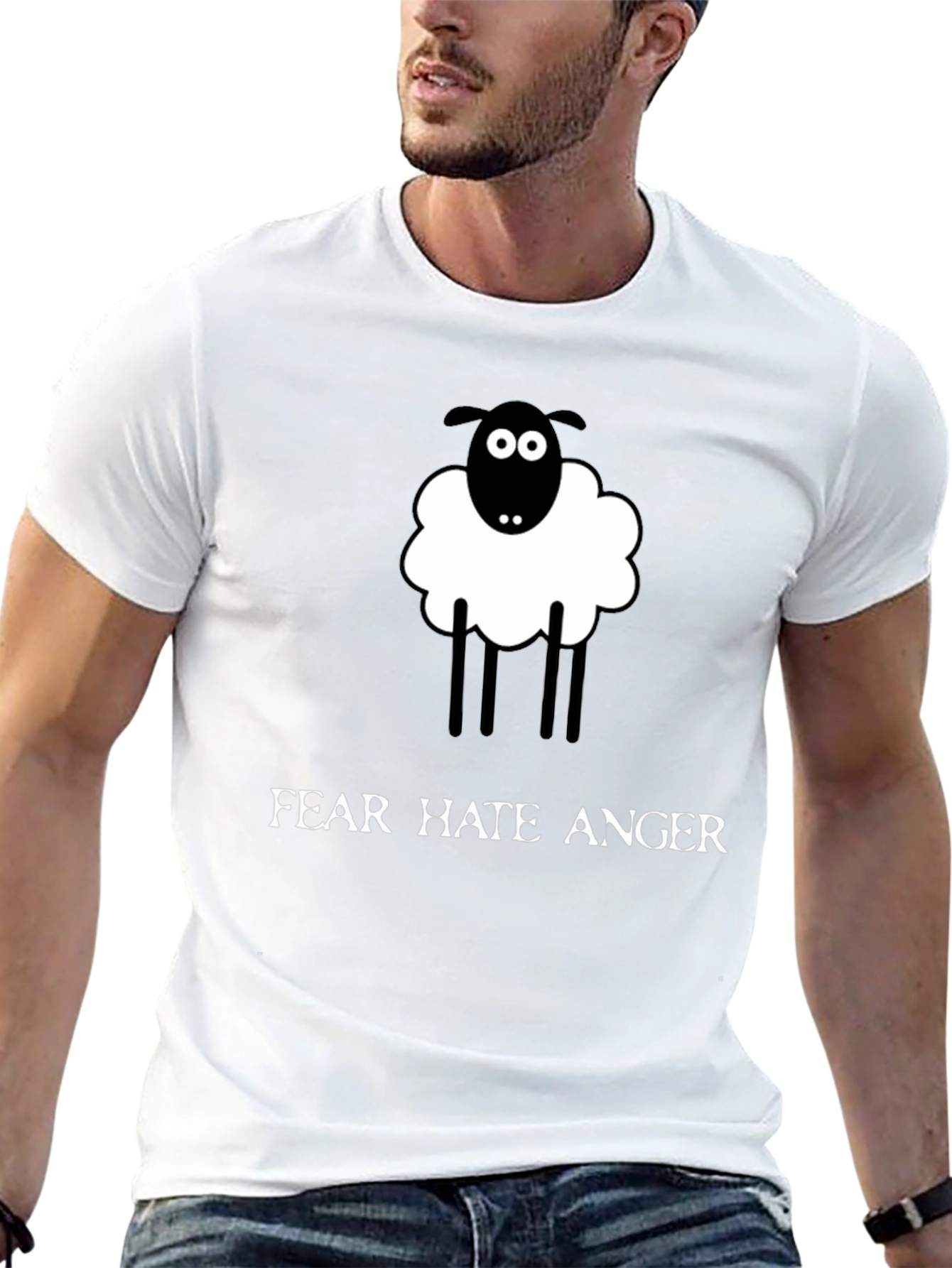 Novelty Sheep Graphic Tee - Fear Hate Anger