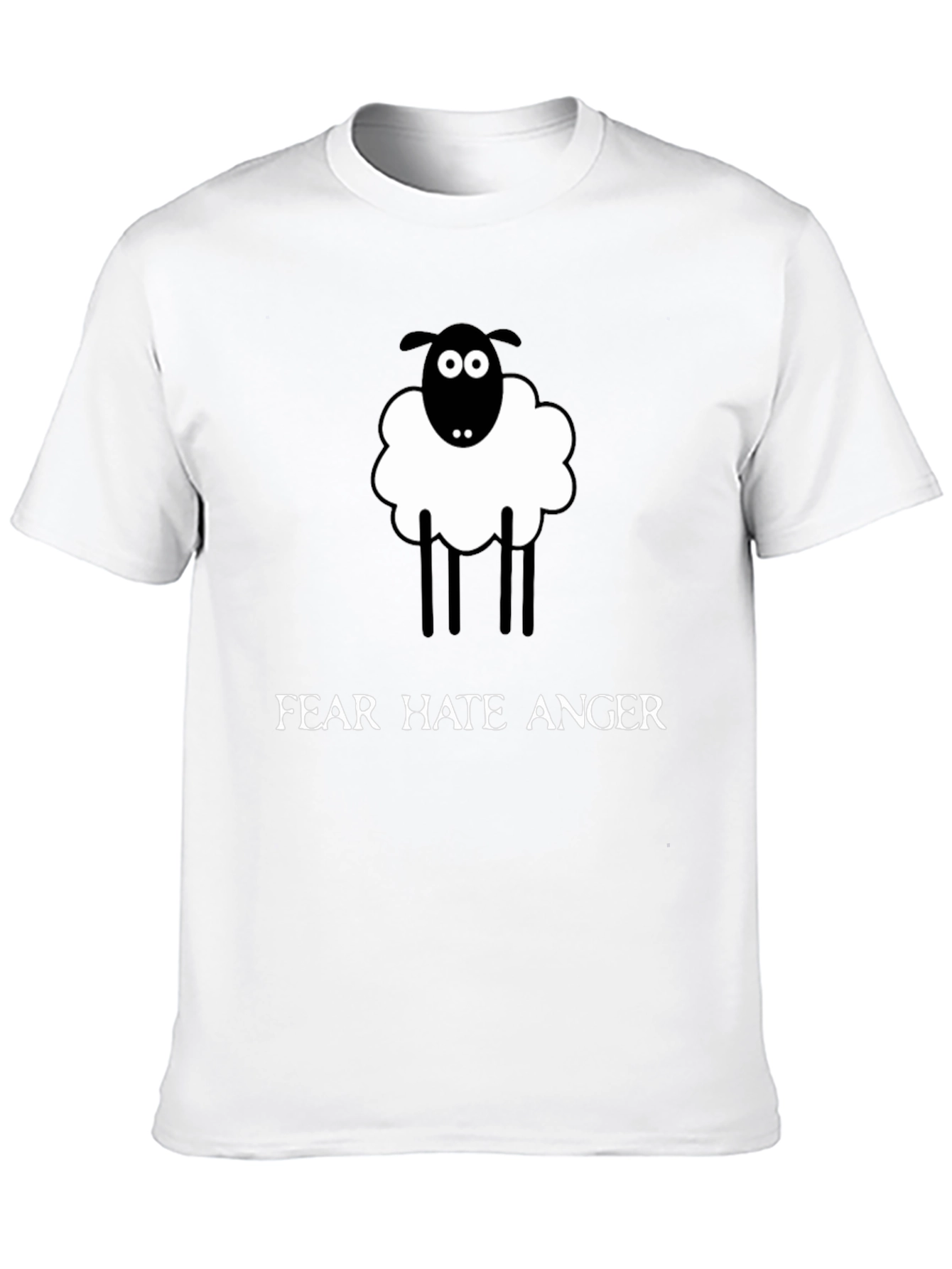 Novelty Sheep Graphic Tee - Fear Hate Anger