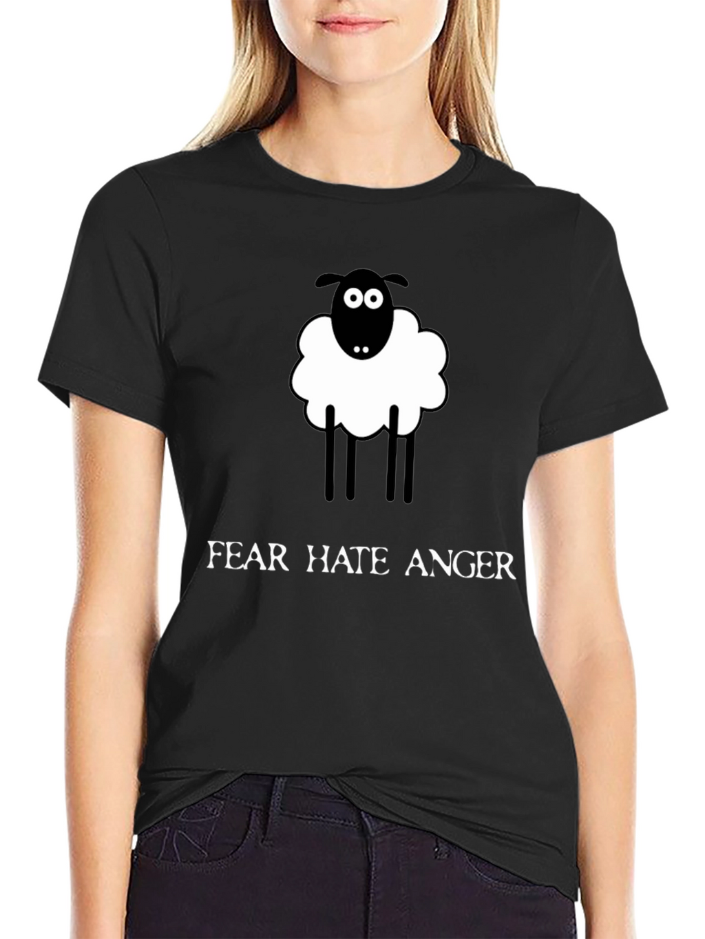 Novelty Sheep Graphic Tee - Fear Hate Anger