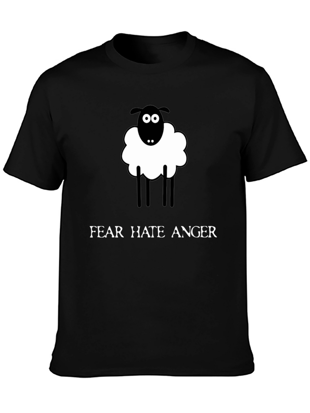 Novelty Sheep Graphic Tee - Fear Hate Anger
