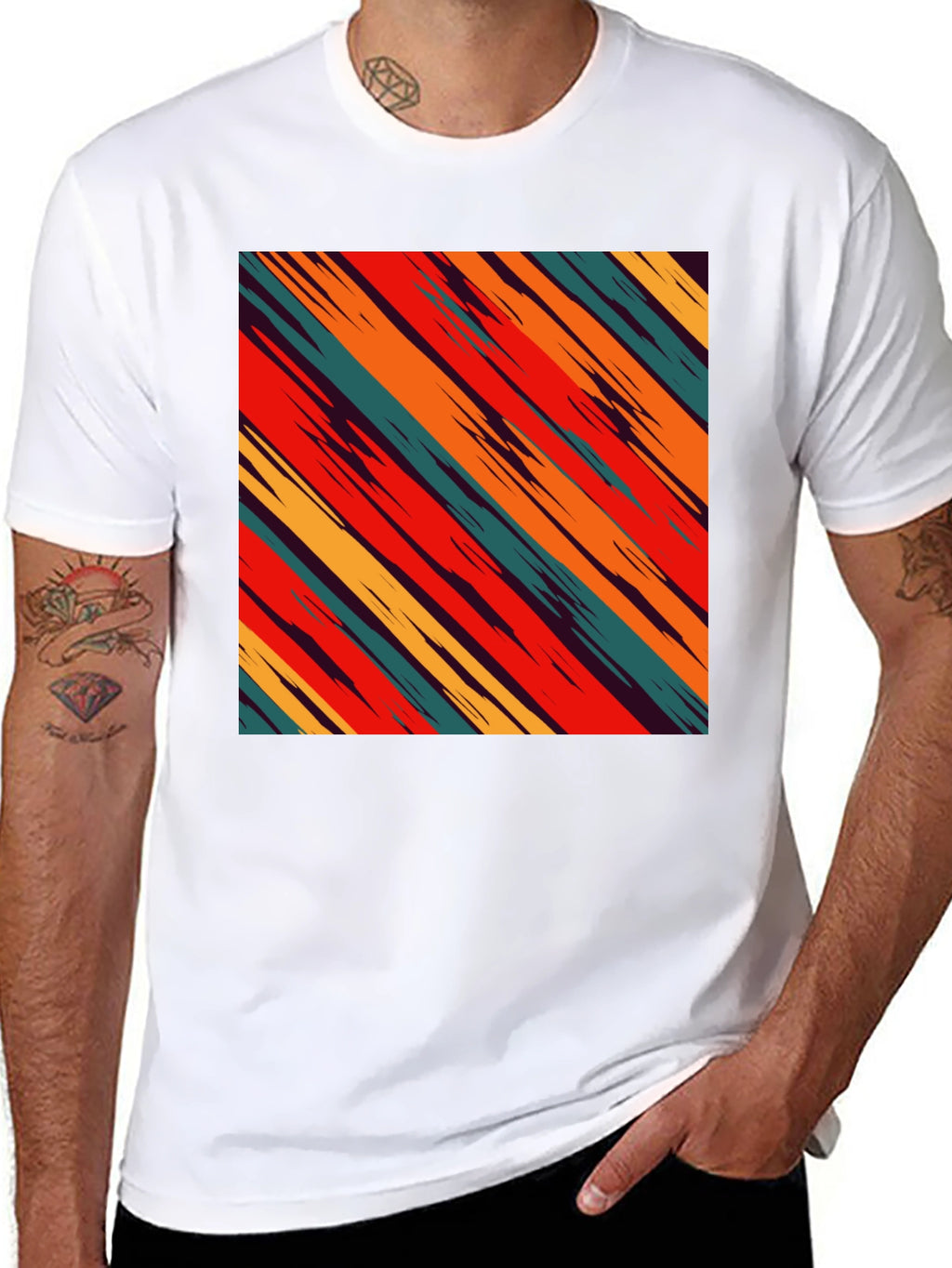 Retro Stripe Graphic Tee - Casual Comfort