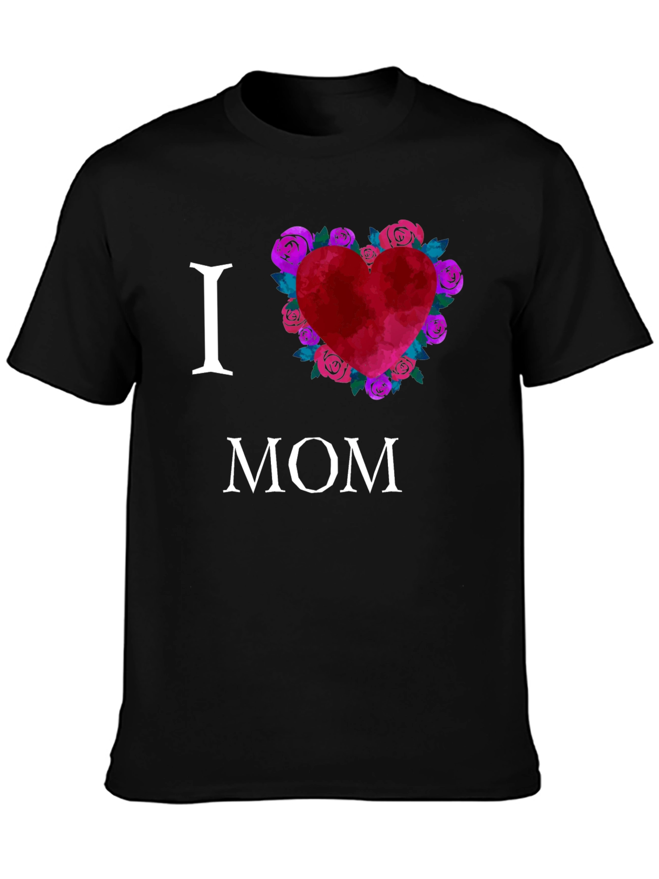I Love Mom T-Shirt with Floral Heart