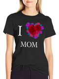 I Love Mom T-Shirt with Floral Heart