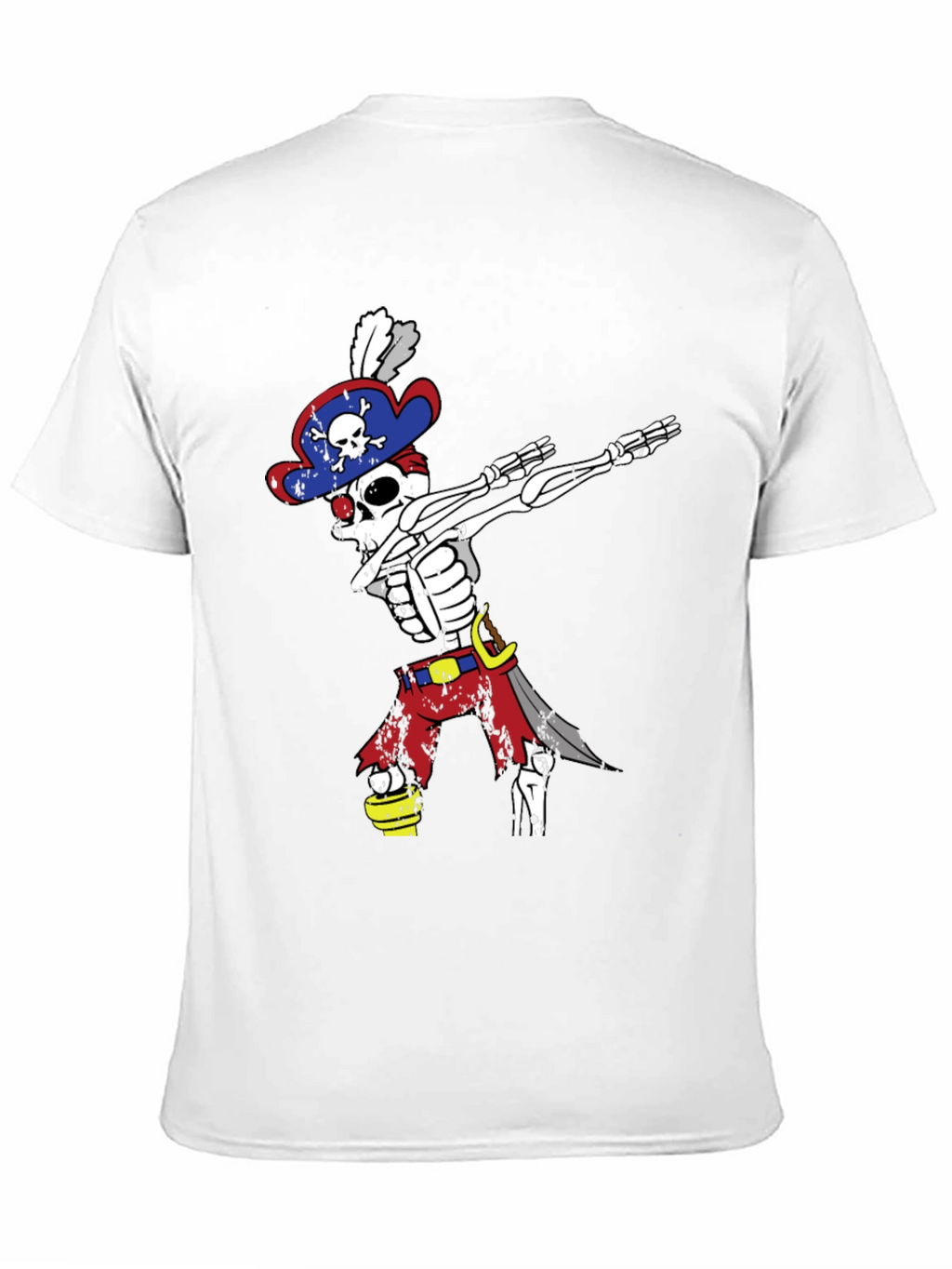Pirate Skeleton Dabbing T-Shirt - Mens Black Crew Neck