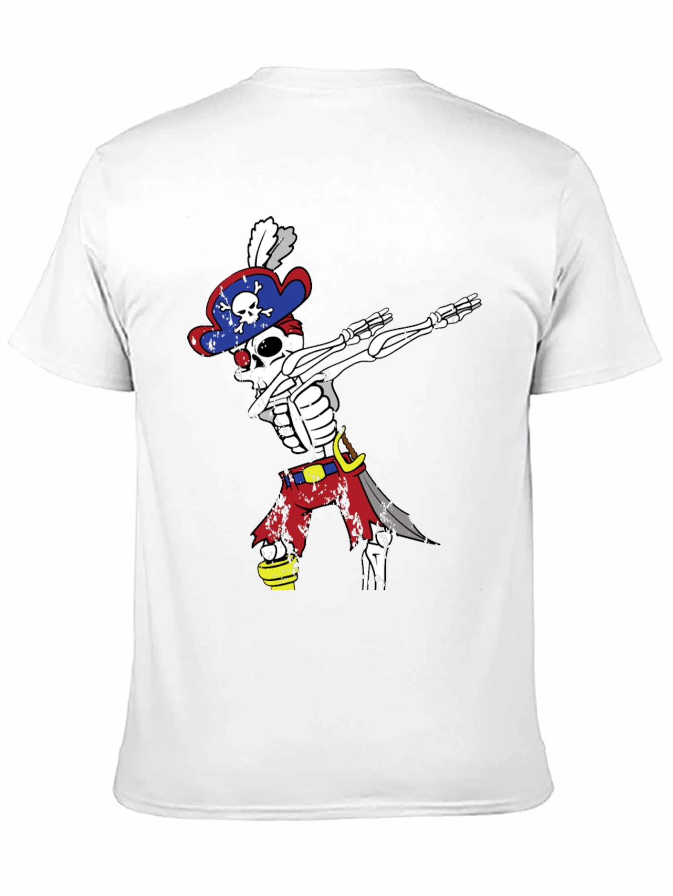 Pirate Skeleton Dabbing T-Shirt - Mens Black Crew Neck